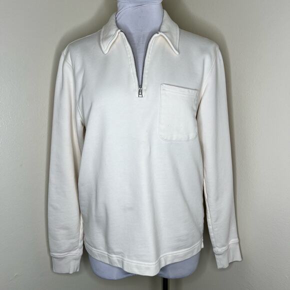 Norse Projects Jorn Quarter Zip Pullover Small Mens Cream Relaxed Casual Preppy - Picture 1 of 9
